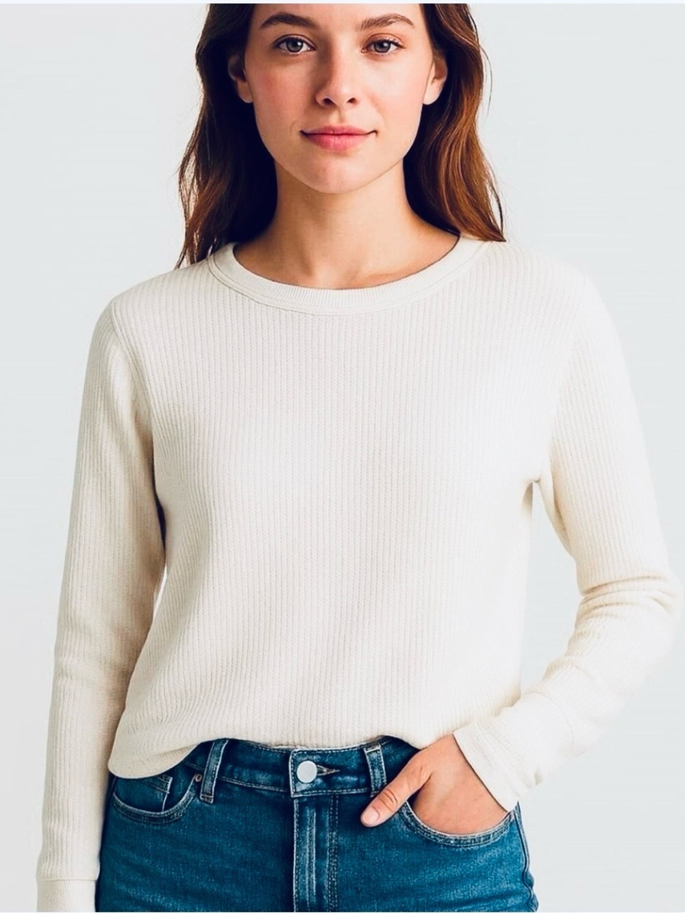 Lauren Ralph Lauren Waffle Knit Long Sleeve Top
